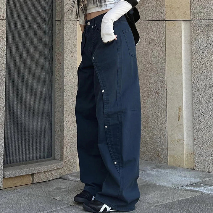 Baggy Button Up Cargo Pants-Cargo Chic