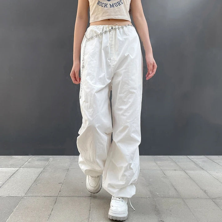 Baggy Drawstring Pants-Cargo Chic