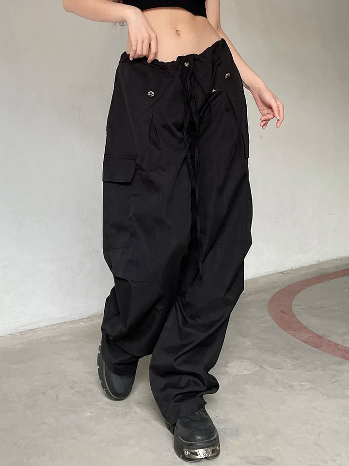 Baggy Ruched Cargo Pants-Cargo Chic