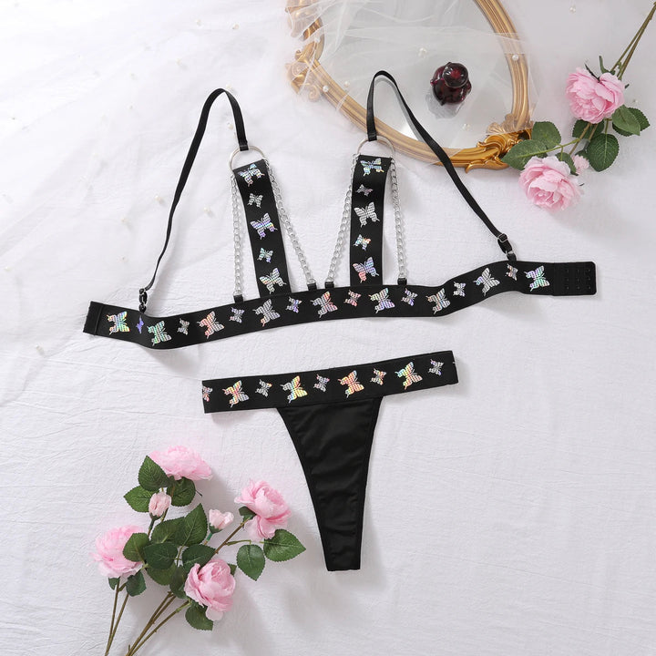 Butterfly Print Erotic Lingerie-Cargo Chic