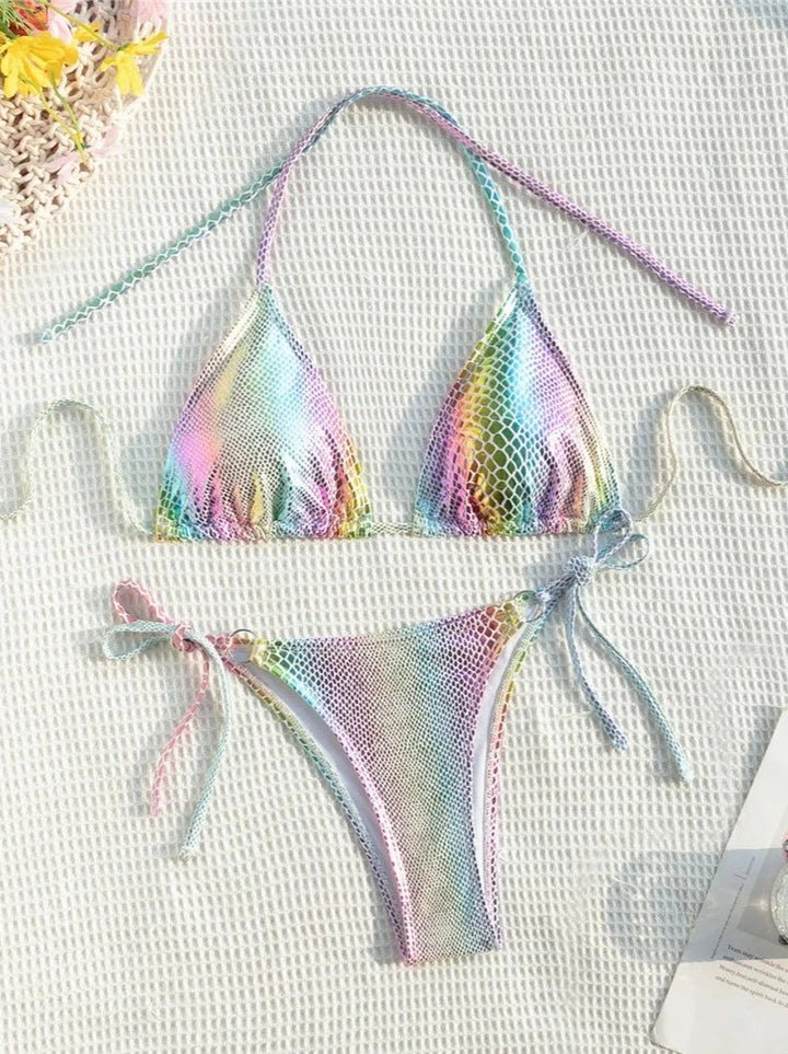 Colorful Snake Skin Strappy Bikini-Cargo Chic