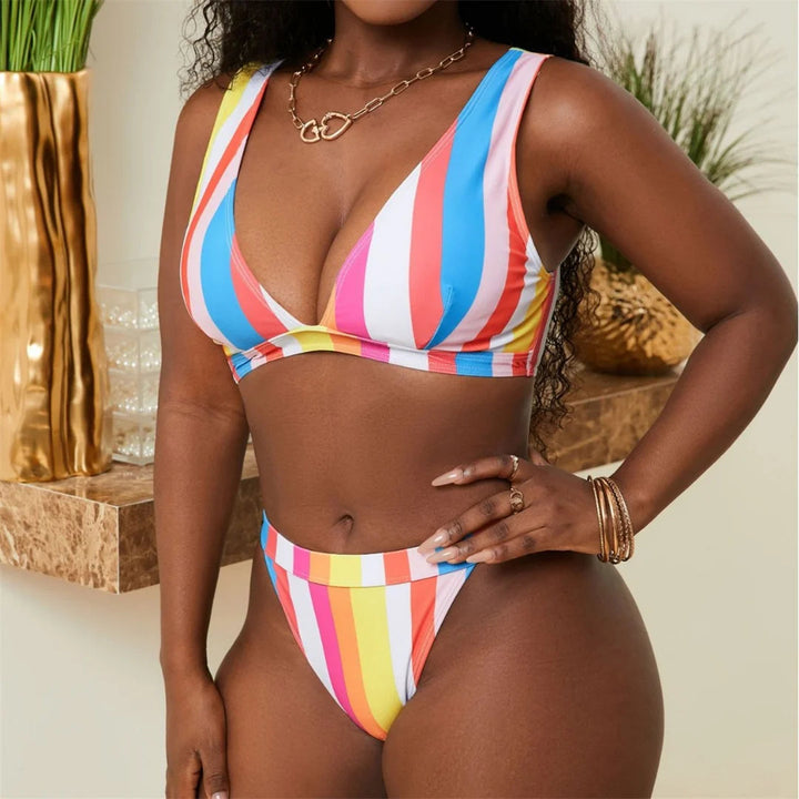 Colorful Striped Bikini-Cargo Chic