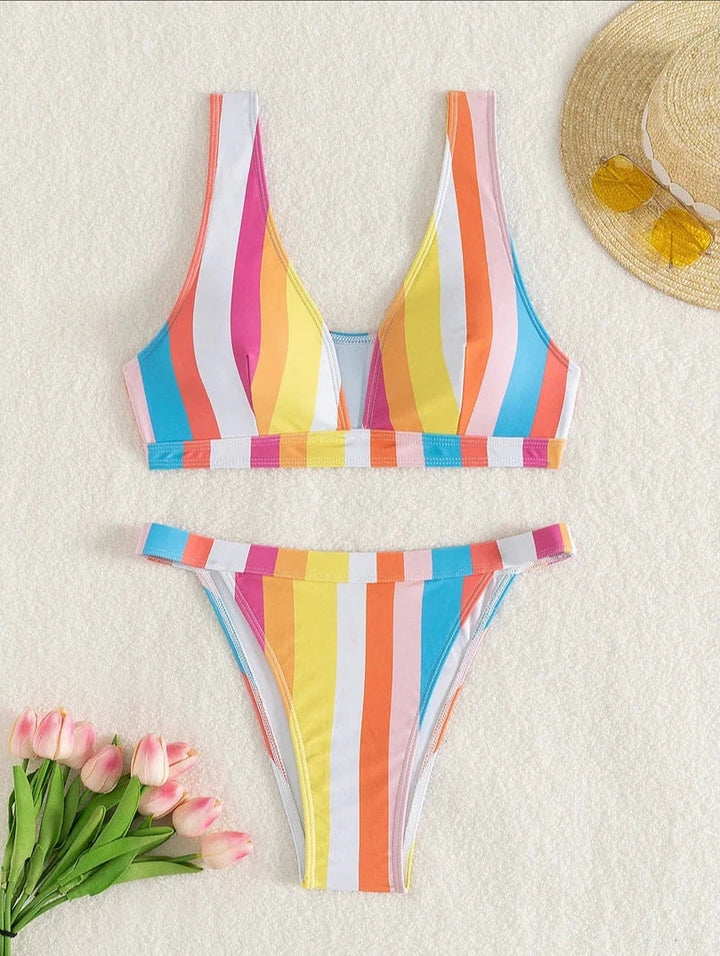 Colorful Striped Bikini-Cargo Chic