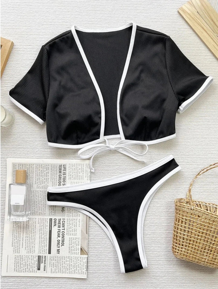 Contrast Ribbed Bikini-Cargo Chic