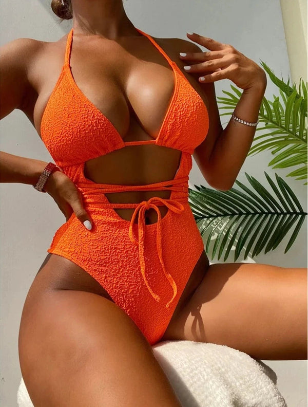 Crinkled Wrap Around Swim Suit-Cargo Chic