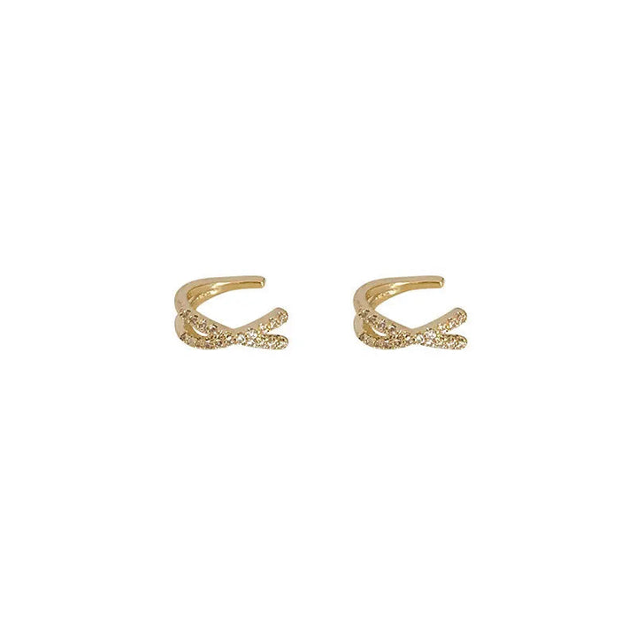 Criss Cross Zircon Clip Earrings-Cargo Chic