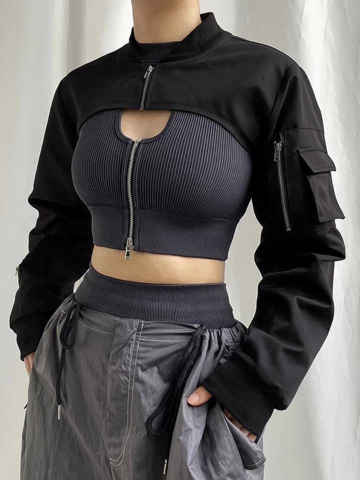 Cropped Bomber Top-Cargo Chic