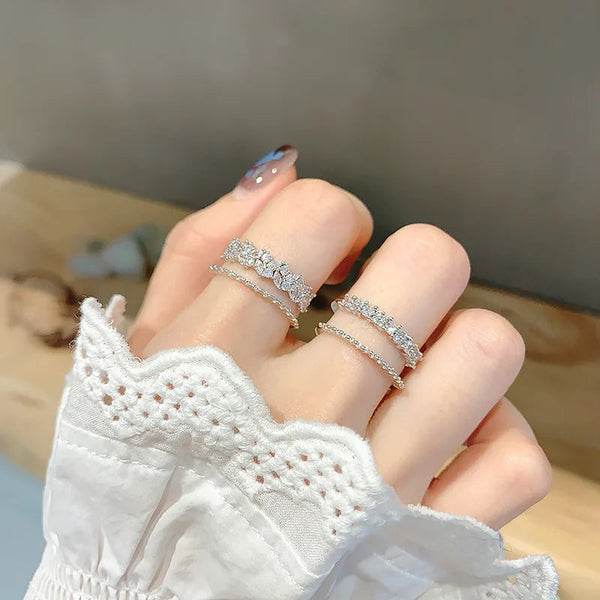 Double Layer Crystal Zircon Ring-Cargo Chic