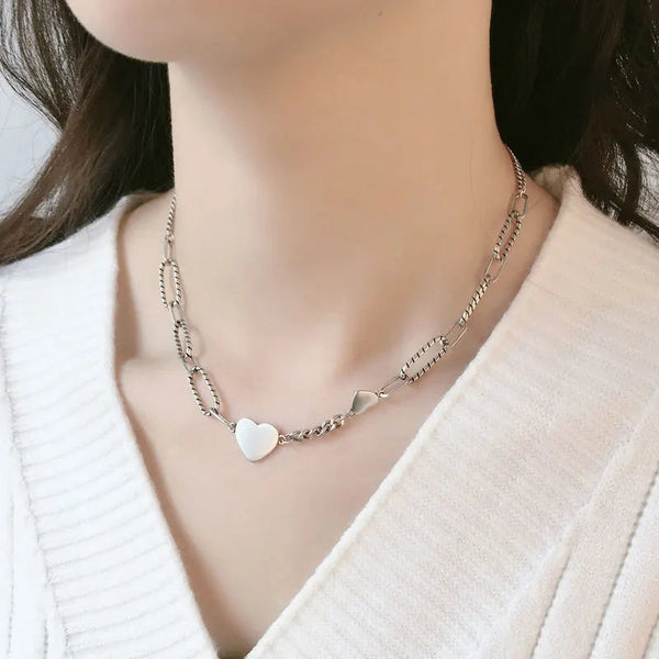 Dual Heart Chain Necklace-Cargo Chic