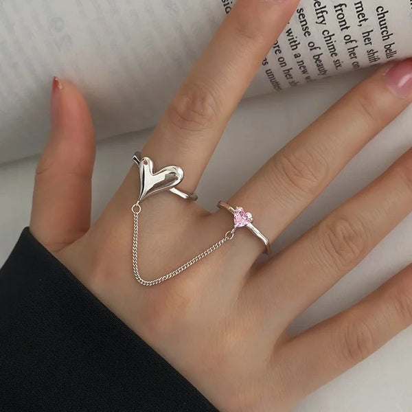 Duel Heart Chain Ring-Cargo Chic