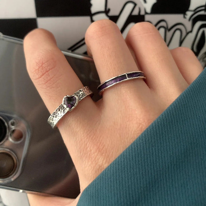 Elegant Purple Zircon Heart Ring-Cargo Chic