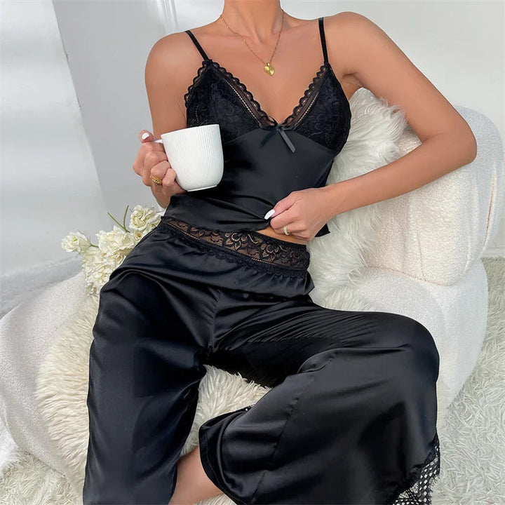 Elegant Satin Pajama Set-Cargo Chic