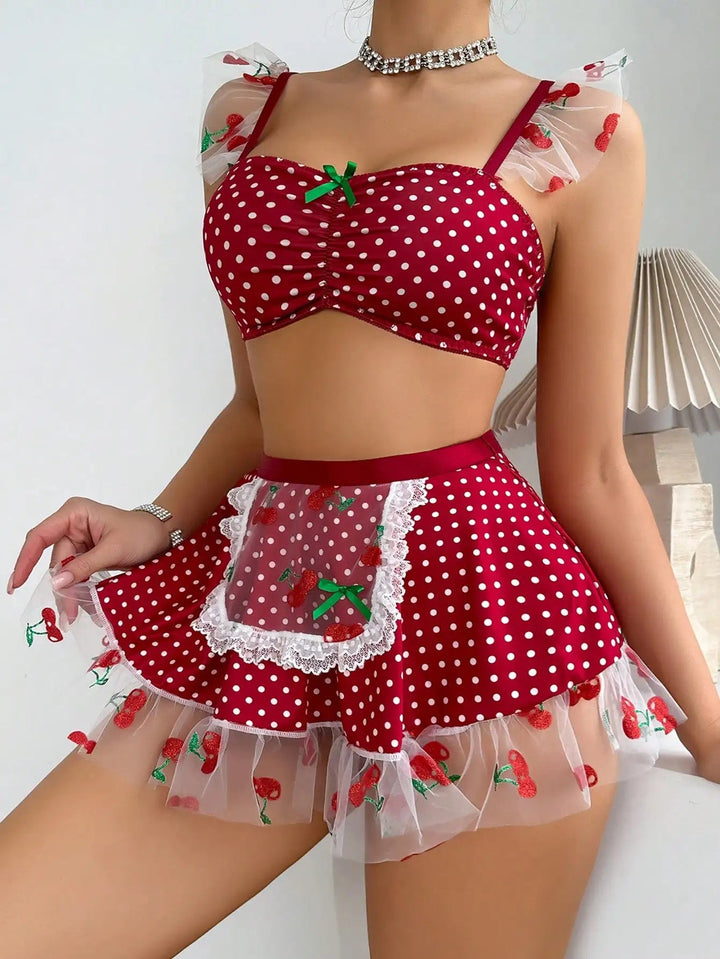 Erotic Ruffled Polka Dot Lingerie-Cargo Chic