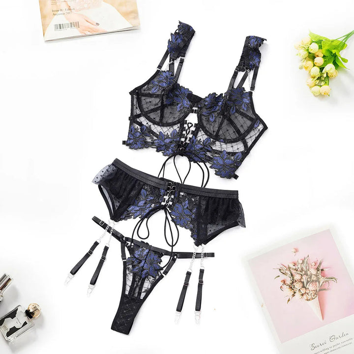 Floral Embroidery Lace Lingerie-Cargo Chic