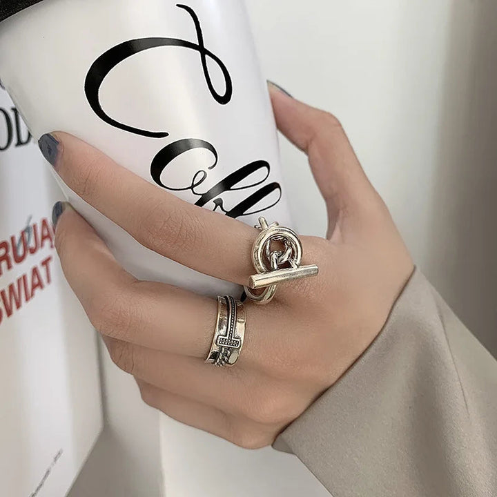 Geometric Cross Twists Rings-Cargo Chic