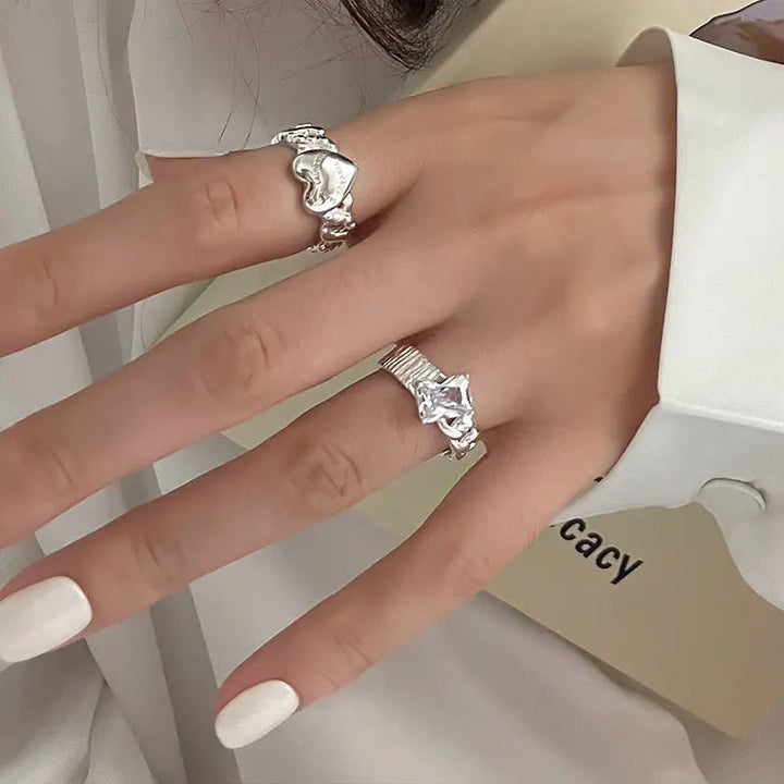 Heart Crystal Rings-Cargo Chic