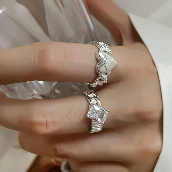 Heart Crystal Rings-Cargo Chic