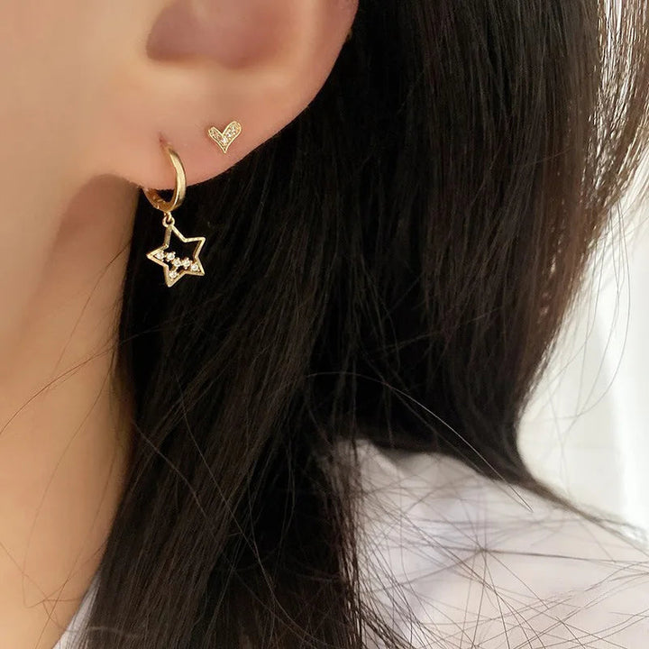 Hollow Star Zircon Earrings-Cargo Chic