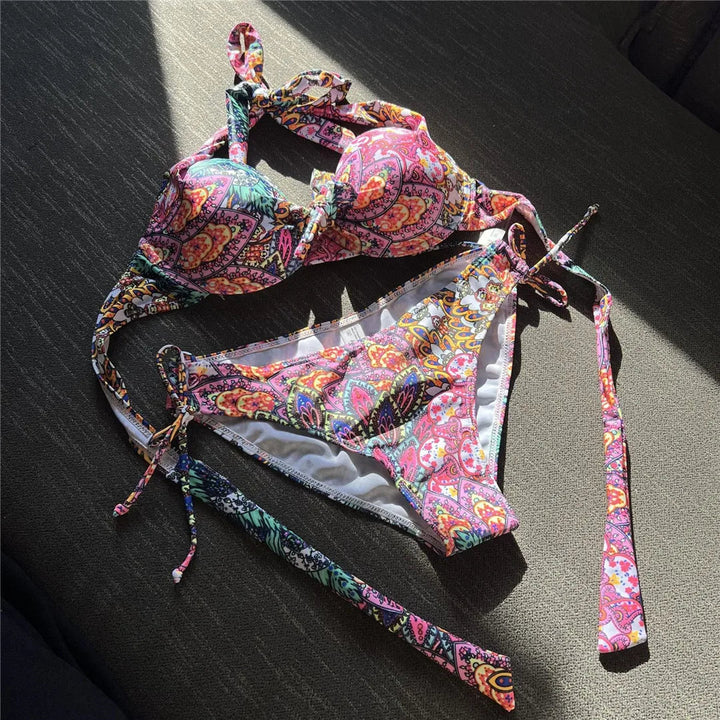 Printed Halter Bikini-Cargo Chic