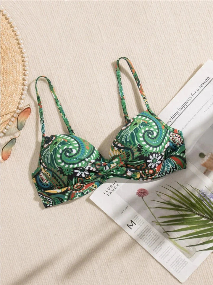 Printed Underwired Bikini Top-Cargo Chic