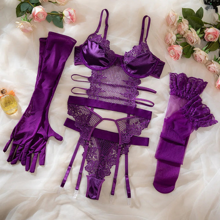 Purple Erotic Lingerie Set-Cargo Chic