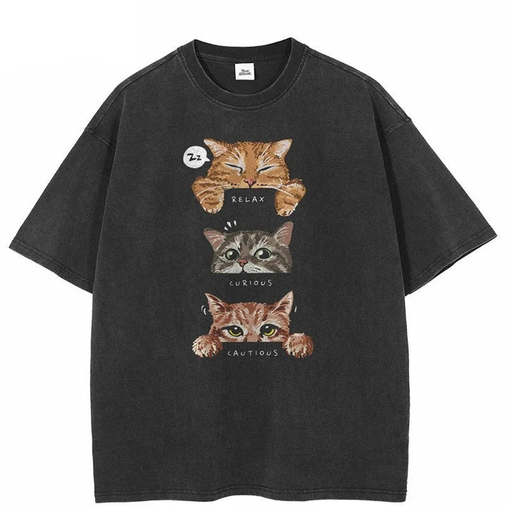 Relax, Curious, Cautious Cat Tee-Cargo Chic