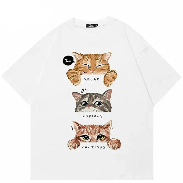Relax, Curious, Cautious Cat Tee-Cargo Chic