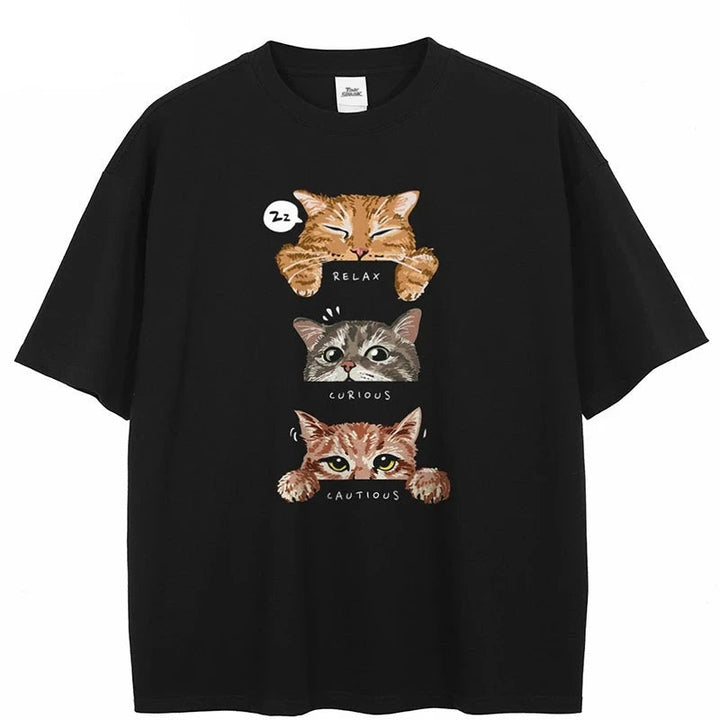 Relax, Curious, Cautious Cat Tee-Cargo Chic