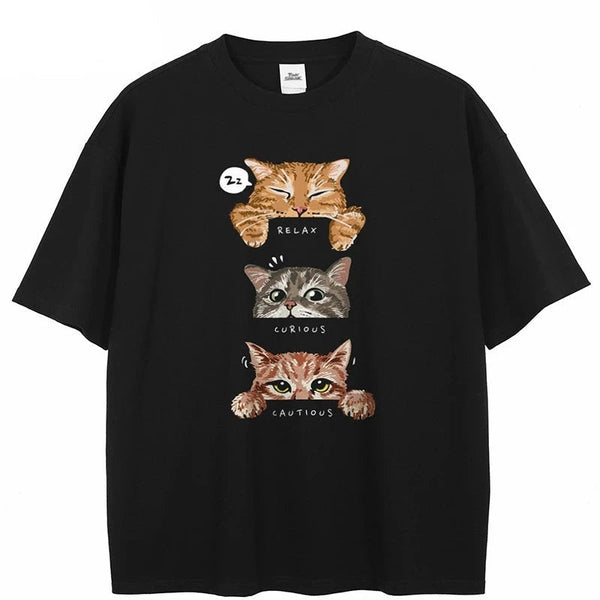 Relax, Curious, Cautious Cat Tee-Cargo Chic