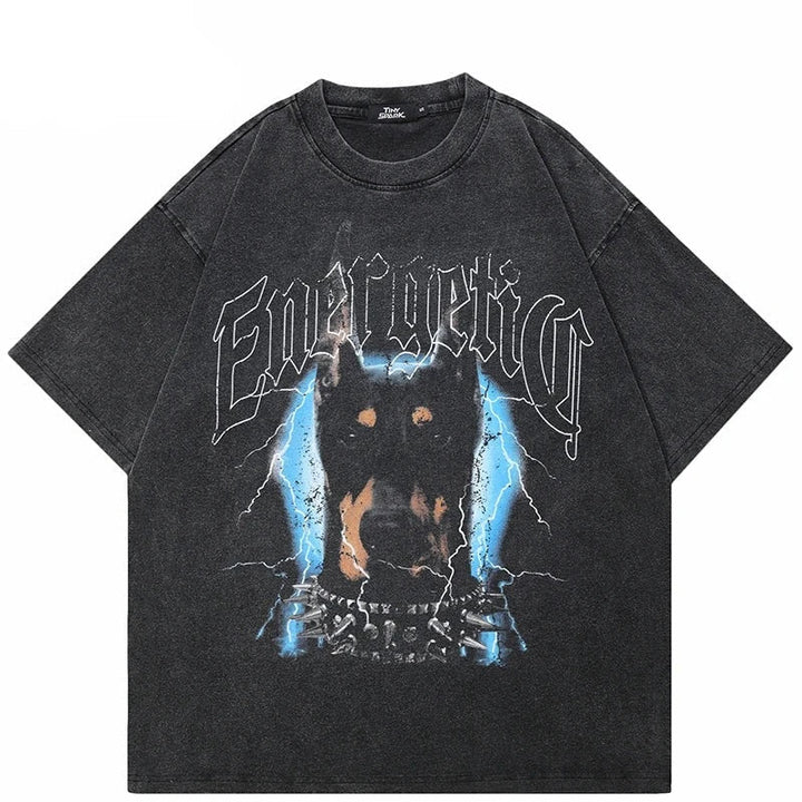 Retro Washed Energetic Dobermann Tee-Cargo Chic