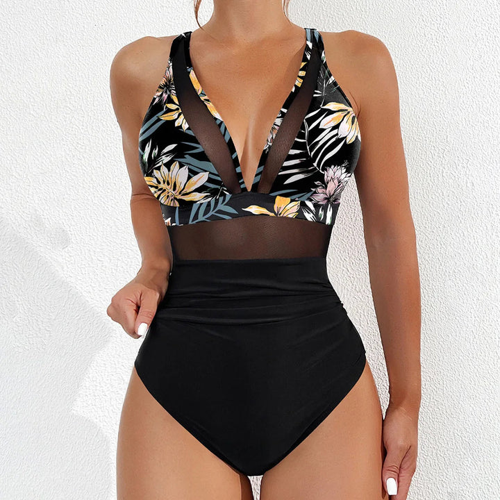 Sheer Mesh Monokini Swim Suit-Cargo Chic