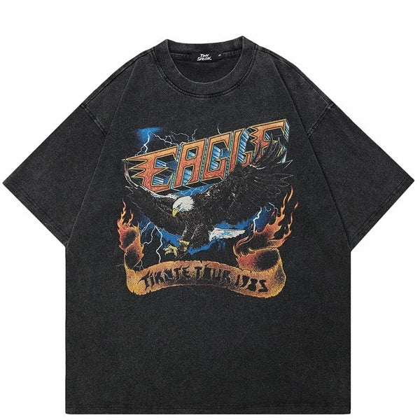 Vintage Oversized Lightning Eagle Tee-Cargo Chic