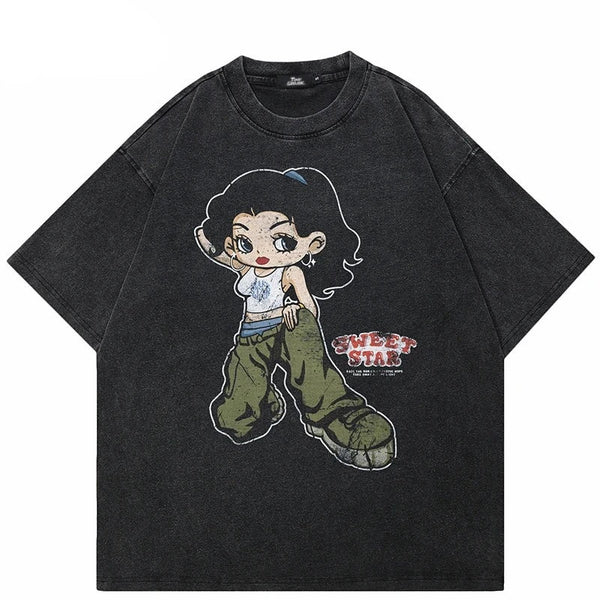 Vintage Washed Star Girl Tee-Cargo Chic