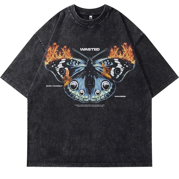 Wasted Butterfly Vintage Oversized Tee-Cargo Chic