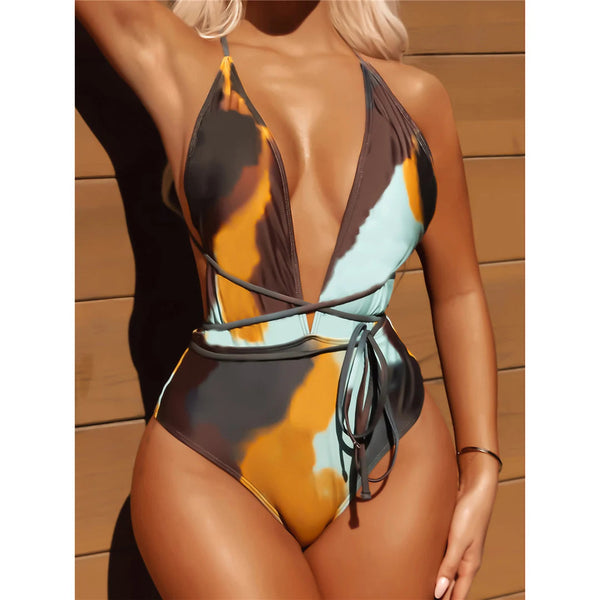 Wrap Around Tie Dye Swim Suit-Cargo Chic