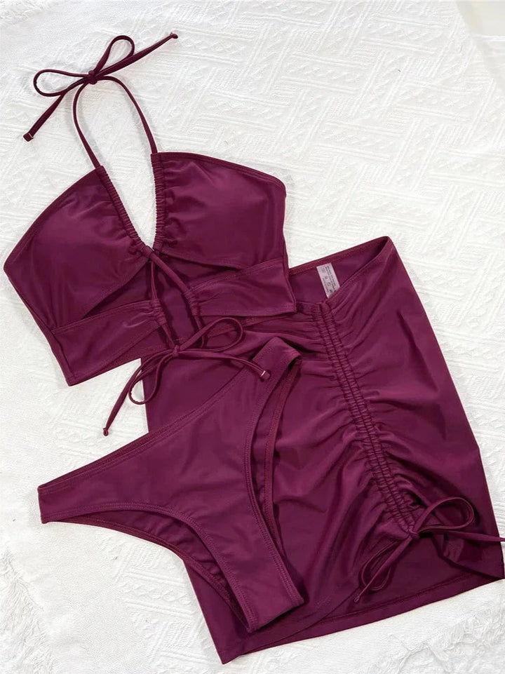 Wrinkled Cut Out Bikini Set-Cargo Chic