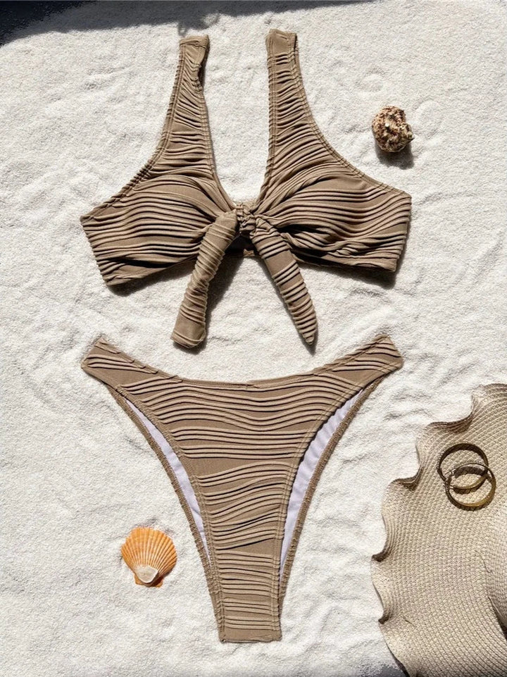 Wrinkled Knotted Brazilian Bikini-Cargo Chic