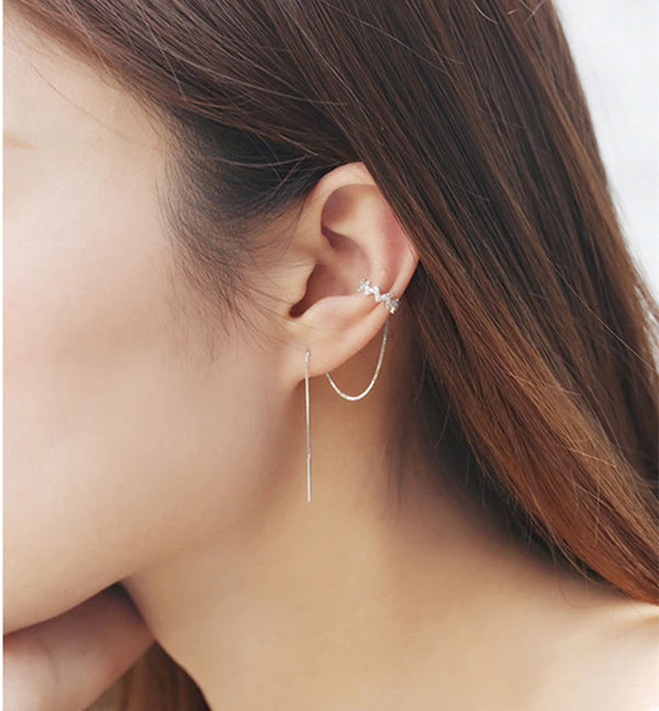 Zircon Wave Tassel Earrings-Cargo Chic