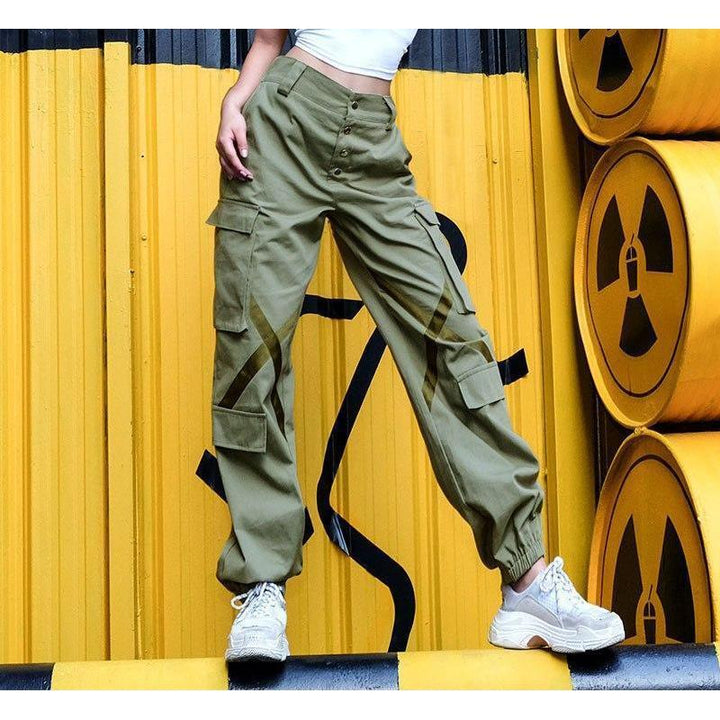 Dual Pocket Green Cargo Pants-Cargo Chic