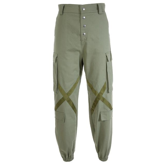 Dual Pocket Green Cargo Pants-Cargo Chic