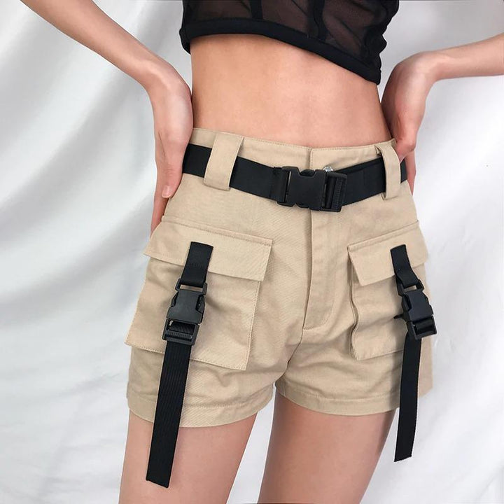 Front Pockets Ribbon Cargo Shorts - Cargo Chic