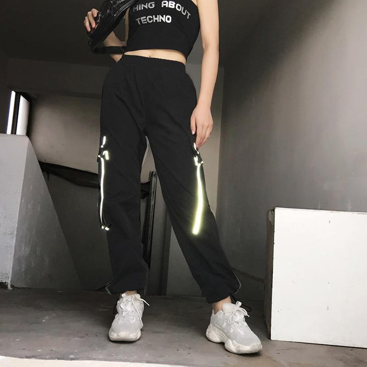 Reflective Ribbons Pants - Cargo Chic