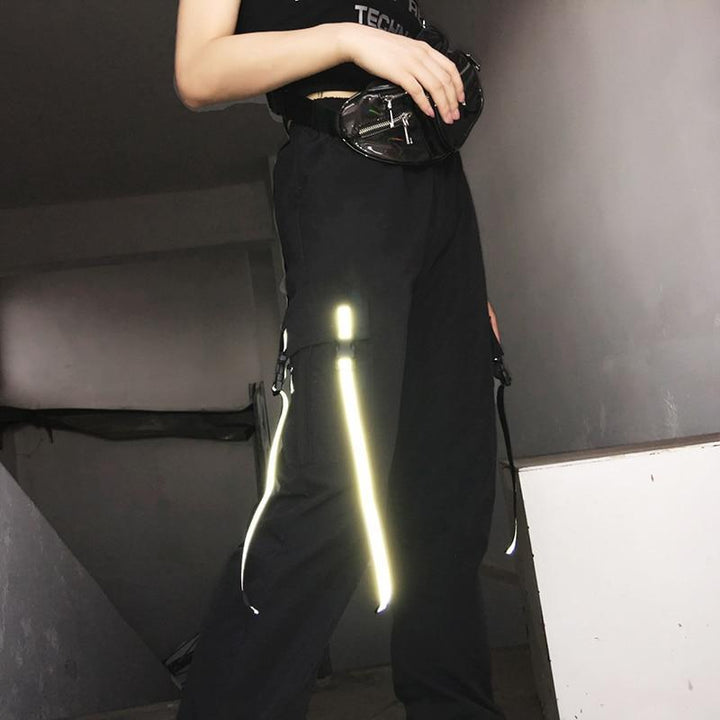 Reflective Ribbons Pants - Cargo Chic