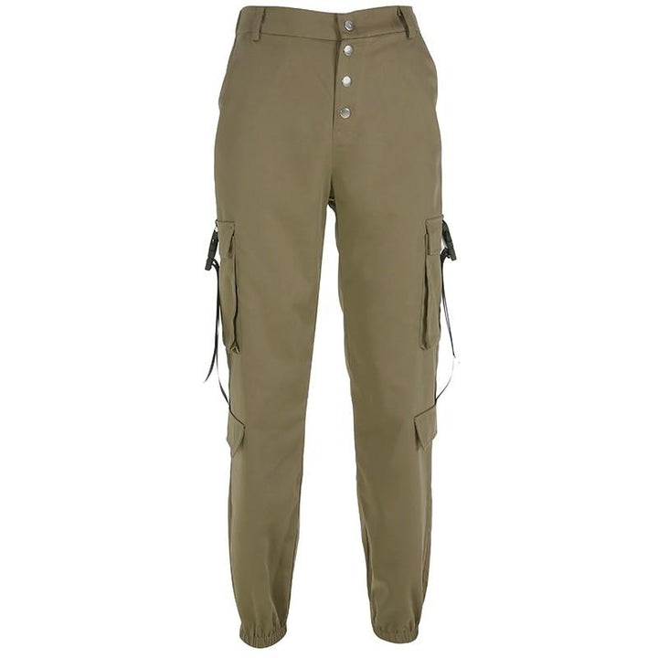 Ribbon Button Cargo Pants - Cargo Chic