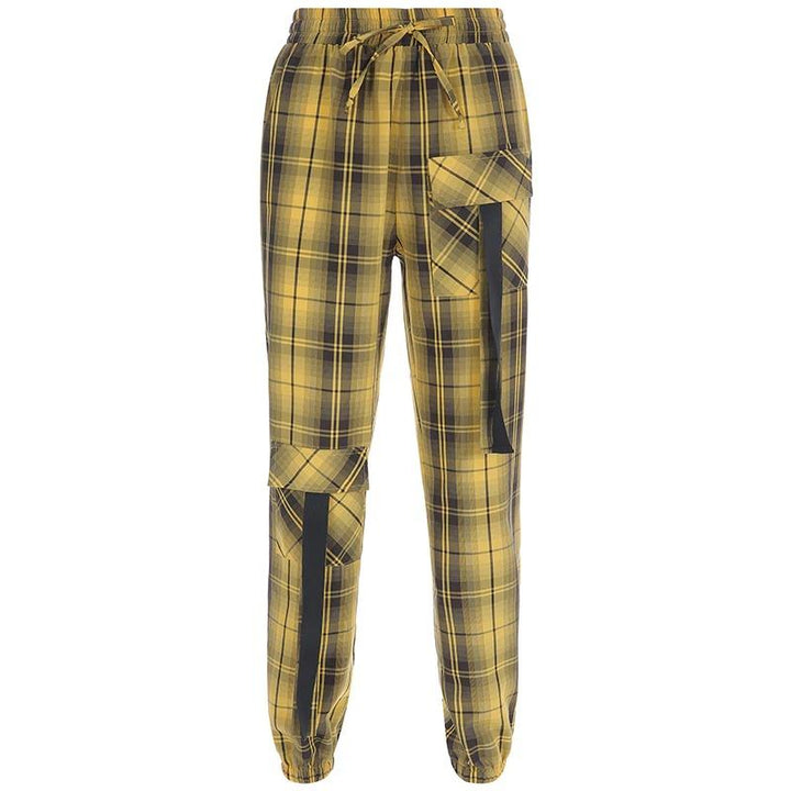 Ribbon Plaid Cargo Pants - Cargo Chic