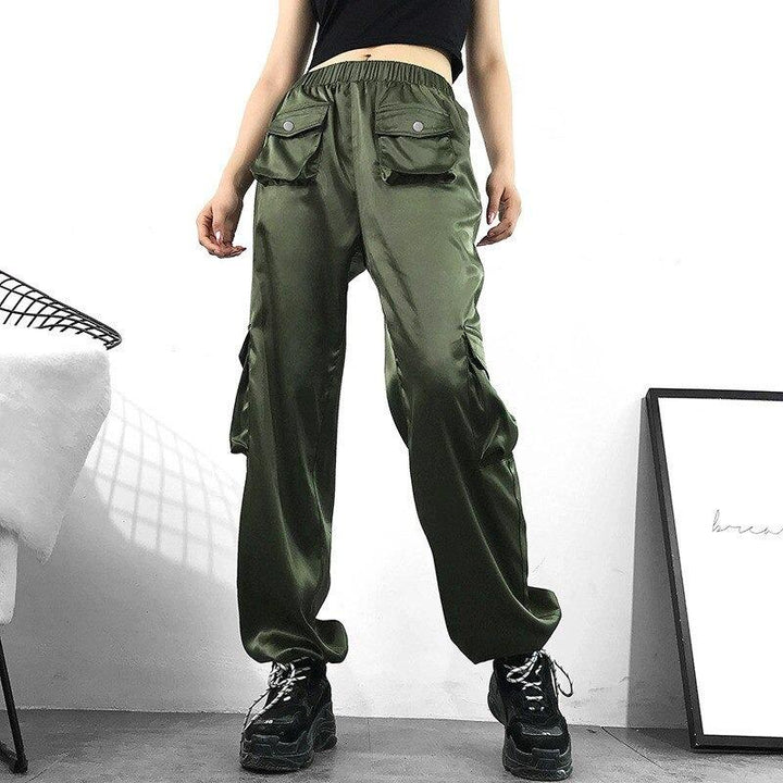 Satin Front Pocket Pants - Cargo Chic