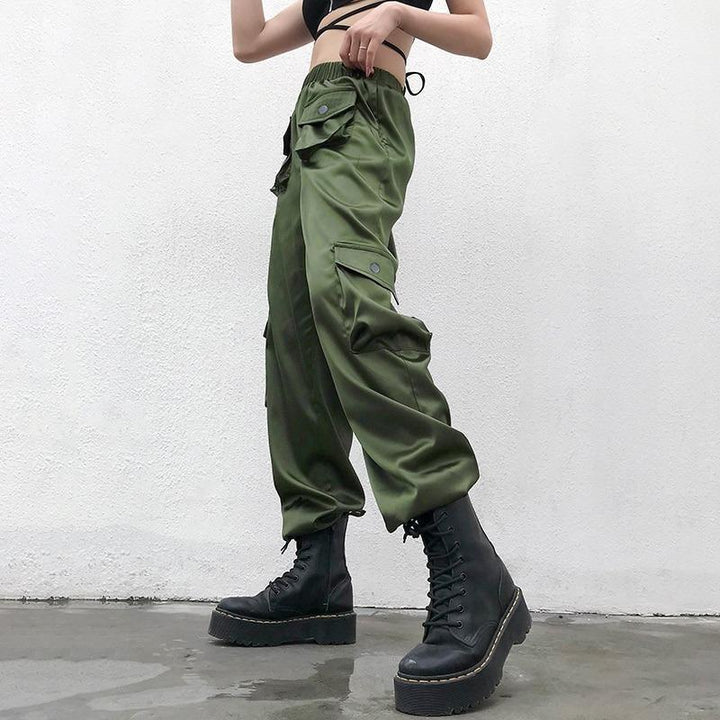 Satin Front Pocket Pants - Cargo Chic