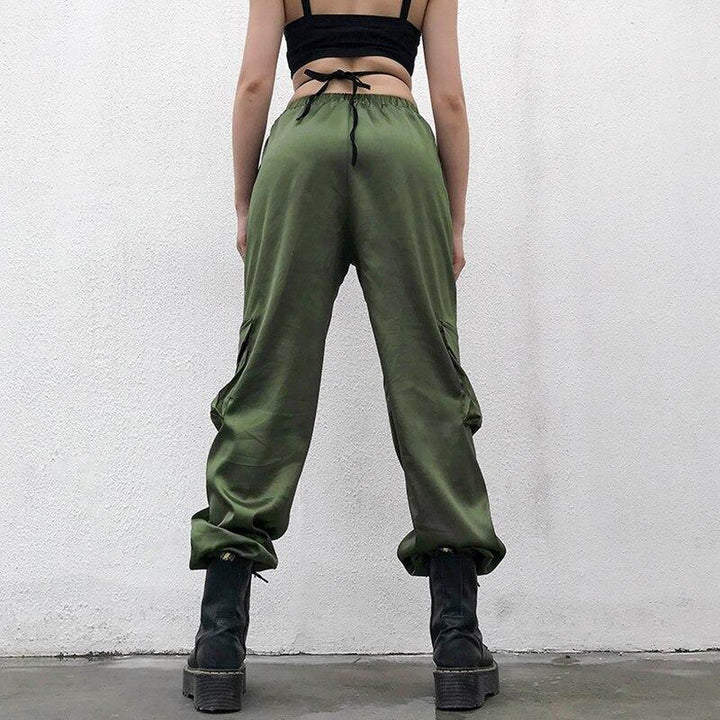 Satin Front Pocket Pants - Cargo Chic