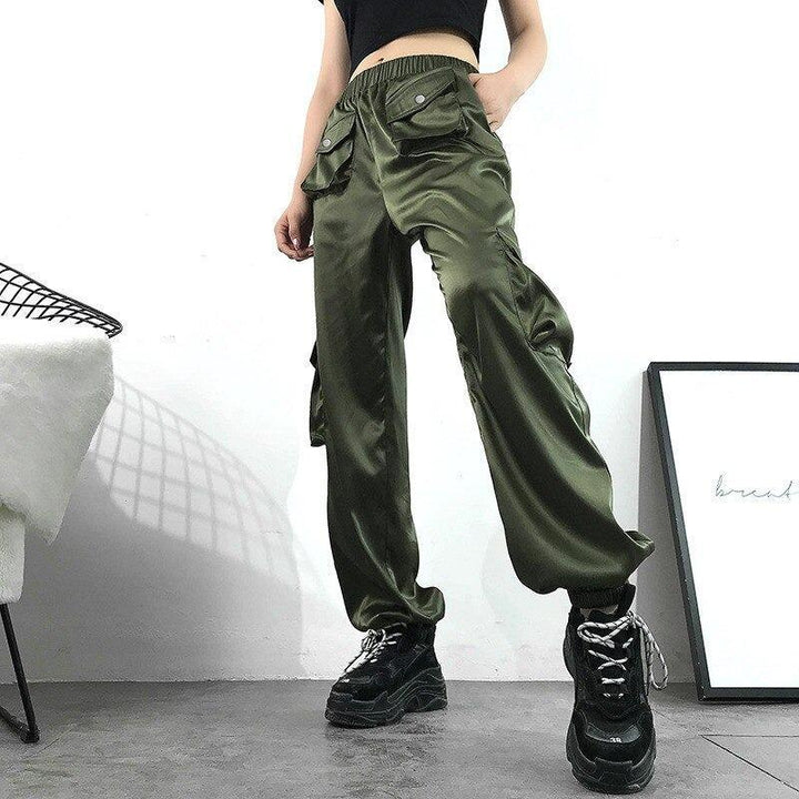 Satin Front Pocket Pants - Cargo Chic