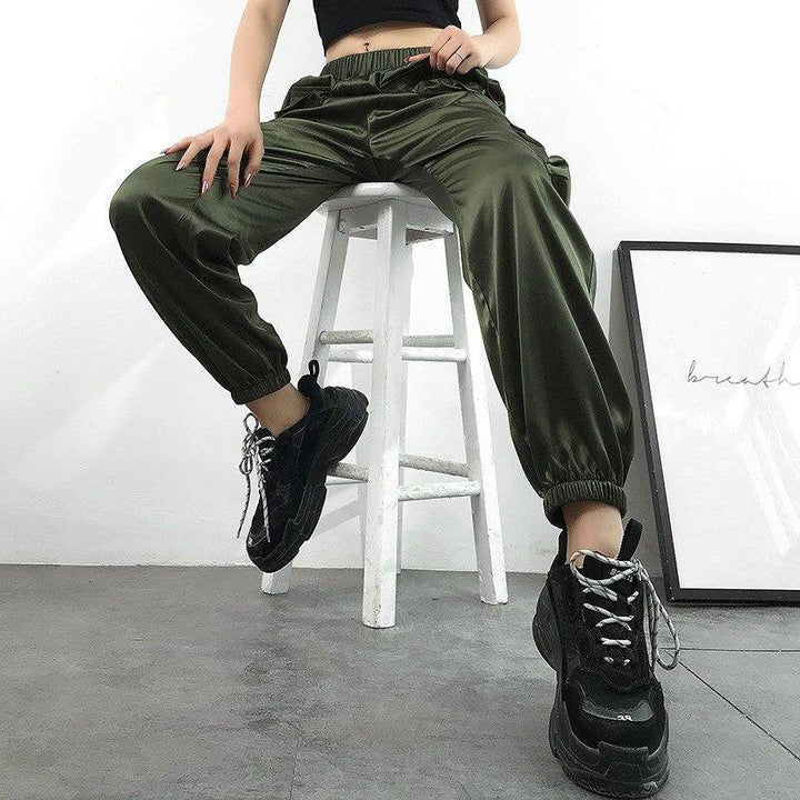 Satin Front Pocket Pants - Cargo Chic